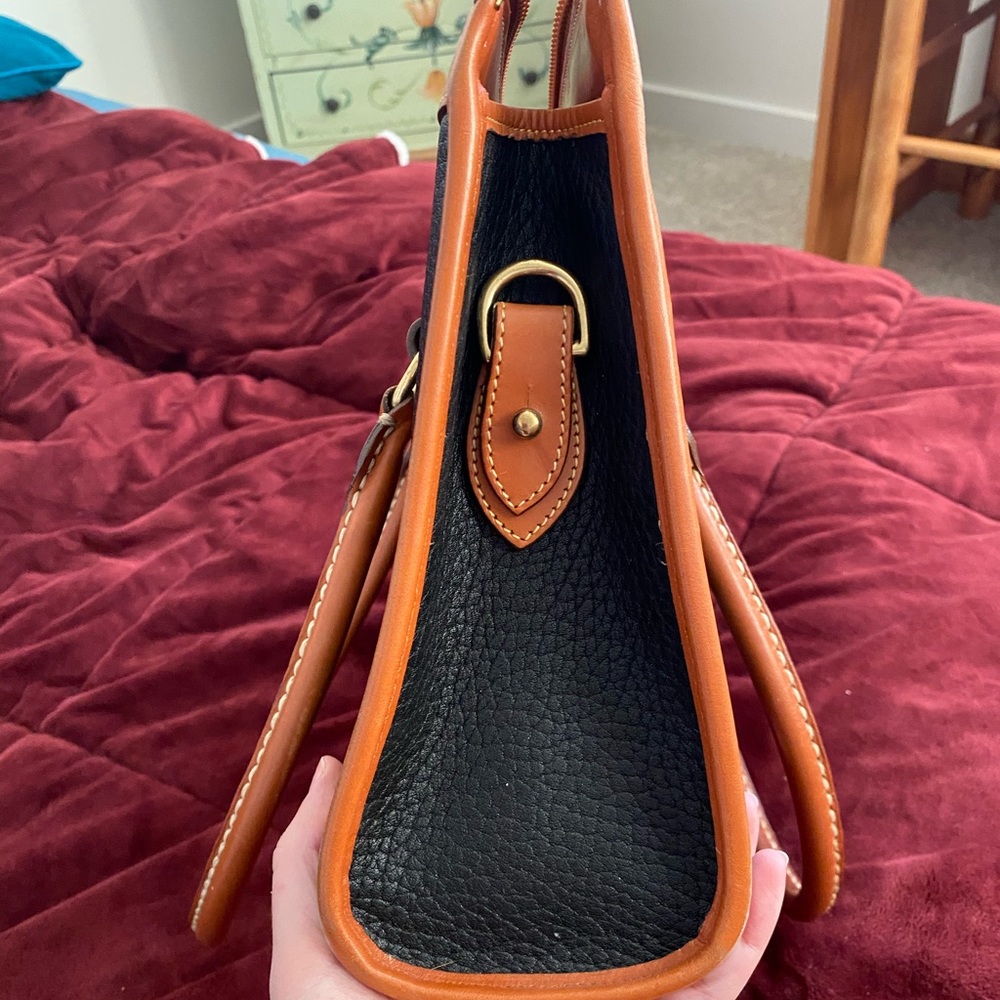 Dooney & Bourke Black and Brown Leather Satchel Tote - Picture 3 of 7